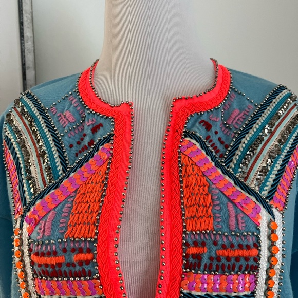 J. Crew Blue Embellished Sequin Pull Over Sweater Size Small - Picture 2 of 9